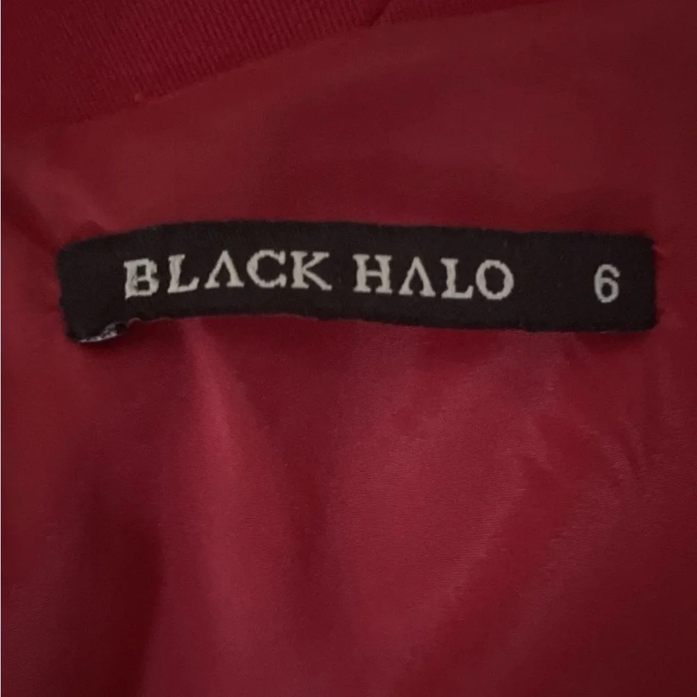 Black Halo Jackie O red Midi Dress classy designer Sz.6 - Picture 2 of 11